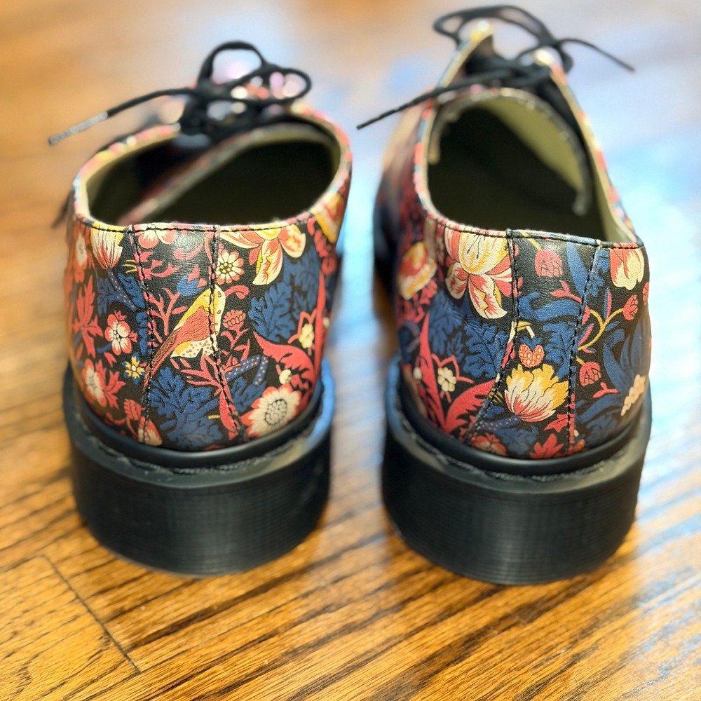Dr. Martens x Liberty 1461 Strawberry Thief Floral Leather Shoes Size M8 W9 Rare - Picture 3 of 10